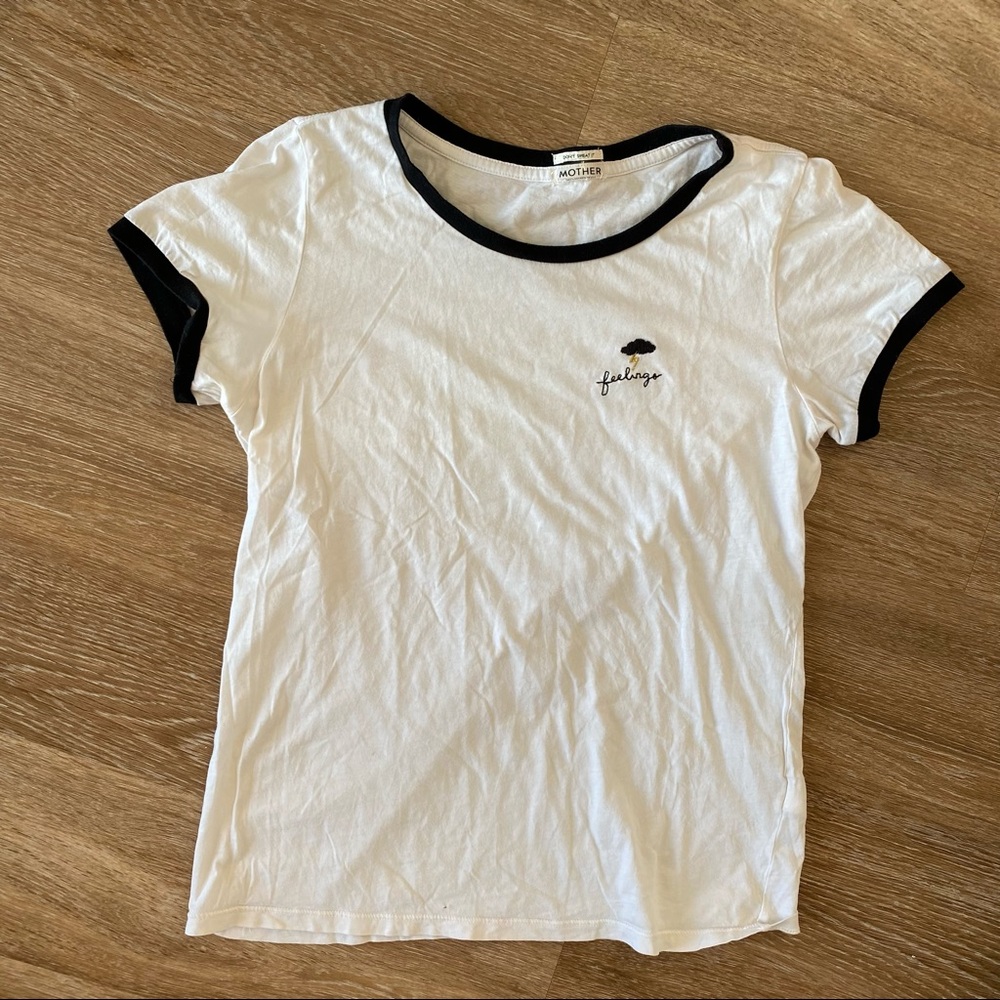 MOTHER White Embroidered Tee